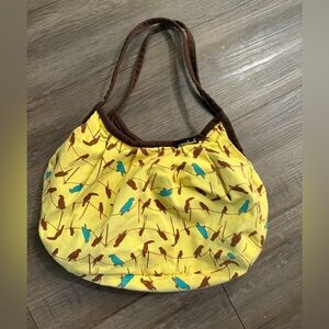 Yak Pak Yellow Bird Patterned Fabric Purse